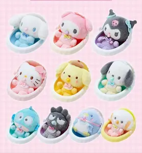 Botu Sanrio plush keychain kuromi soft plush pendant My Melody Pompom Kawaii Sanrios Accessories Key Chain Cartoon key ring gift