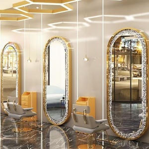 Hot Selling LED Hair Salon <b>Mirror</b> Luxury <b>Crystal</b> Frame Hairdressing <b>Mirror</b> for Barbershop Furniture - Product Image 4
