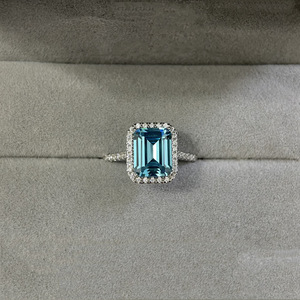 Bague pour femme SPJ Luxury Designer Fine Jewelry S925 en argent sterling micro-pavé entièrement sertie de diamants, saphir bleu royal et zirconias. - Product Image 3