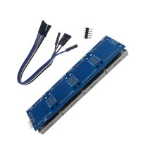 MAX7219 Modul Tampilan LED Array 4 in 1 5V Biru Merah Hijau 8*8 Modul Kontrol dengan Kabel 5P untuk Tampilan Dot Matrix