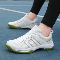 Chaussures de sport respirantes en mesh pour hommes, blanches et bleues, chaussures de badminton, amorti stable, antidérapantes, chaussures de tennis, activités sportives quotidiennes
