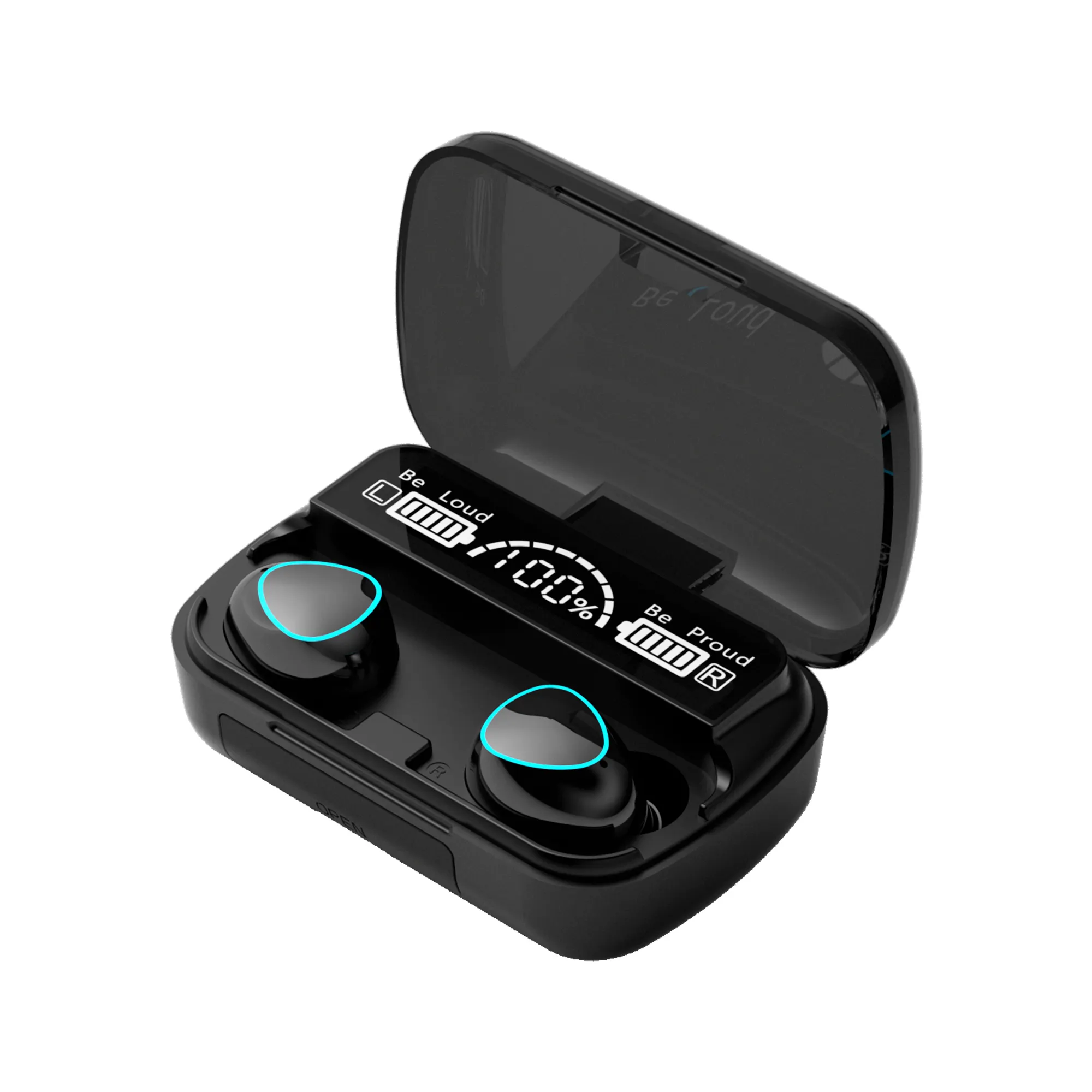 M10 headphone TWS earphone nirkabel, earbud olahraga tahan air Bluetooth dengan Bank daya