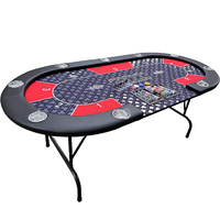 Table de poker Texas Hold'em professionnelle pour 10 joueurs, avec rail rembourré en cuir, pieds pliants, design moderne, pour casino et usage intérieur
