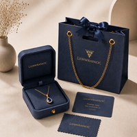 Ensemble d'emballage de bijoux personnalisé Lionwrapack : Boîte à collier en cuir, sac à chaîne, carte, tissu, logo, ensemble de boîtes à bijoux FSC