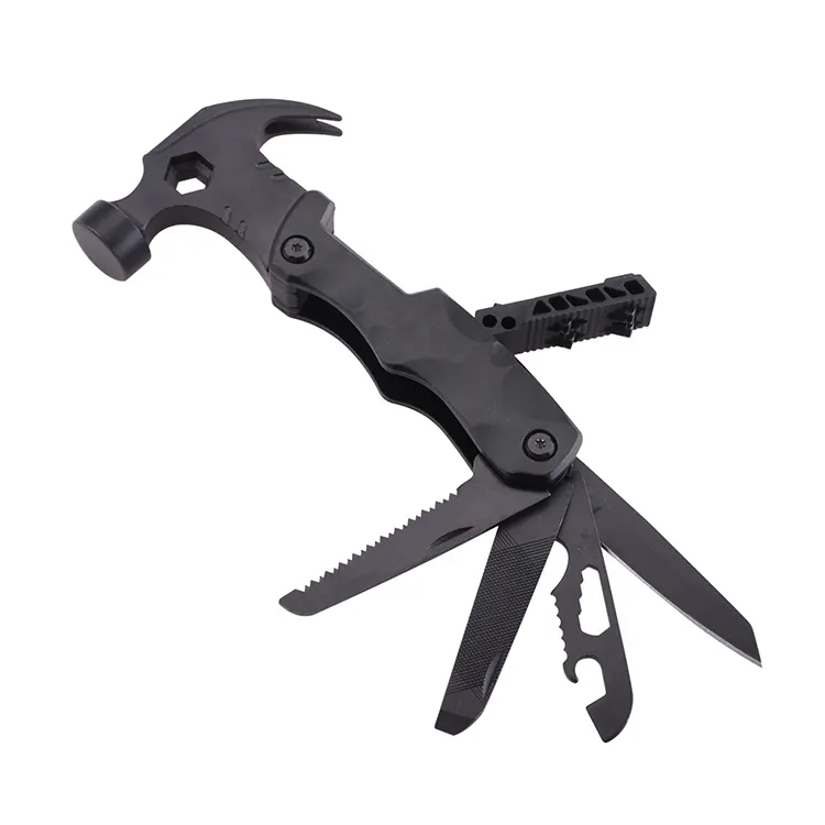 12 in 1 Multi functional Tool Claw Hammer Steel Handle Outdoor Nail Hammer Knife File Saw Screwdriver Portable Hammer