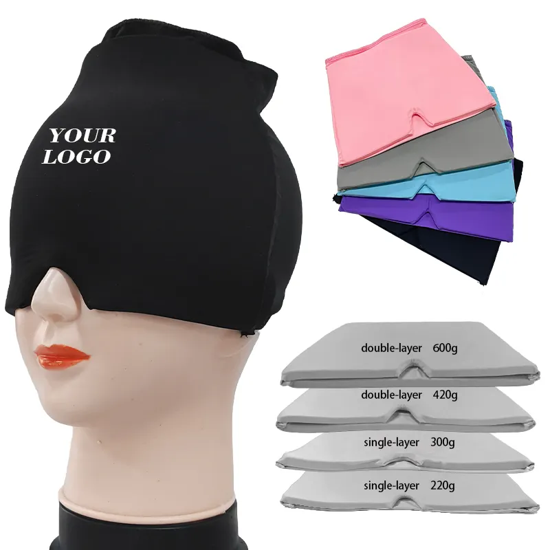 Apaisant Maux de tête Ice Pack Masque Refroidissement Gel Chapeau Visage chaud et froid Compresse Head Wrap migraine soulagement cap pour Tension