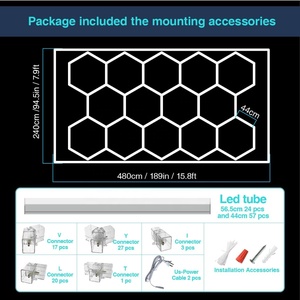 220V 110V <span class=keywords><strong>LED</strong></span> chi tiết ánh sáng tổ ong <span class=keywords><strong>LED</strong></span> nhà để xe ánh sáng hình lục giác cho phòng tập thể dục hội thảo tiệm hớt tóc cửa hàng làm đẹp chuyên dụng rửa xe khu vực - Product Image 5