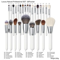 Vente flash : ensemble de 26 pinceaux de maquillage blancs, 16 pinceaux professionnels pour les yeux, poils naturels