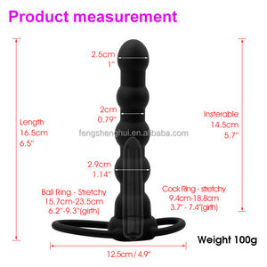 Juguetes Sexuales Vibradores de Doble Penetración con Cuentas, Anillo Vibrador Anal, Masajeador, Anillo para Pene con Correa - Product Image 2