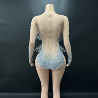 Novance Y5965-B Nouveaux Produits 2026 Combinaison Femme en Maille avec Appliques 3D Strass Manches Longues Costumes de Danse Performance Événements Club