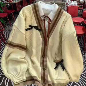 Kardigan Rajut Kasual Wanita Model Longgar untuk Musim Dingin, 100% Katun, Cocok untuk Pelajar Wanita - Product Image 3