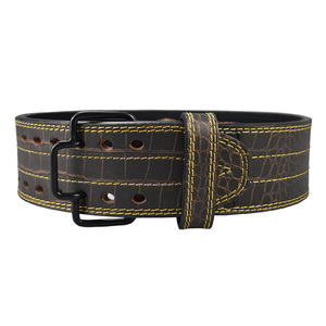 Cinturón de Levantamiento de Pesas de Cuero Genuino Ajustable para Protección Lumbar, Cinturón de Cuero Personalizado para Gimnasio - Product Image 1