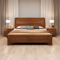 Lit double vintage classique en noyer de style chinois |   Chambre principale, lit minimaliste |   Lit double abordable