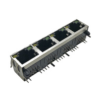 Connecteurs Ethernet Coorle 56LED en bronze phosphoreux, ports multiples, modulaires, angle droit, prise PCB 1x4 femelle RJ45 8P8C, Y&G