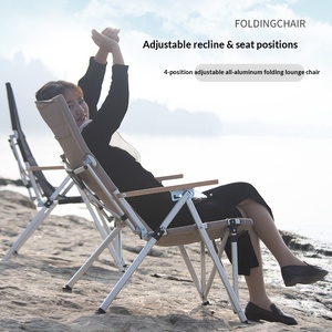 Fauteuil de plage pliable exquis en alliage d'aluminium, réglable, multi-positions, pliable, portable, pour le camping en plein air - Product Image 4