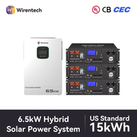 Inverter Hybrid 6.5KW Dengan 3 Rak Baterai Sistem Penyimpanan Energi Surya LiFePO4 Stok AS Pengiriman Cepat Unit Siap Pakai