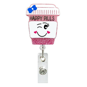Badge rétractable en acrylique avec boucle à tirage facile, motif emoji arc-en-ciel transfrontalier et visage souriant pour personnel médical, porte-badge nominatif et porte-carte d'identité - Product Image 3
