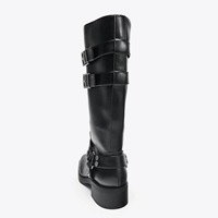 Bottes Western rétro noires style Merado, bottes à bout carré et à talon épais pour femmes pour la nouvelle saison automne/hiver
