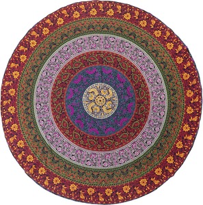 Bohemian Mandala Round Tapestry Wall Hanging, Ombre Hippie Indian Tapestry <b>Tablecloth</b>, Intricate Multicolor 70 Inch - Product Image 2