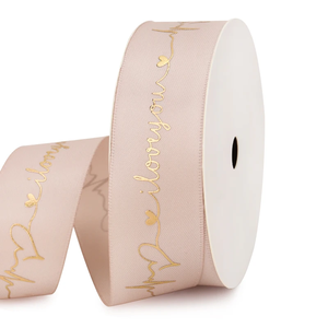 Pita Satin poliester cetak Foil emas kustom 3cm 1-1/4 "dengan pita kemasan hadiah logo pita logo timbul hadiah Natal - Product Image 4