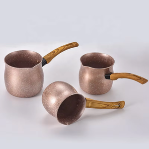 Cafetera árabe nueva cafetera de aluminio jaspeado juego de tazas de té con mango de <span class=keywords><strong>grano</strong></span> de madera elegante y práctica taza de café - Product Image 2