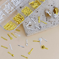 Nouveau design, boîte de 12 compartiments, breloques 3D originales et mignonnes en argent et or, de tailles variées, miniatures et amusantes, en forme de fourchettes et cuillères, pour nail art