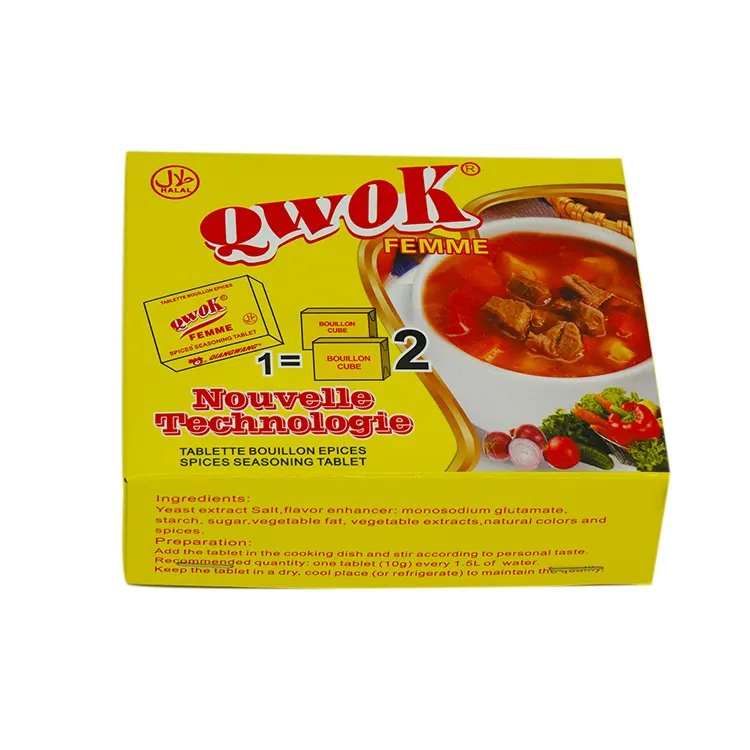 QWOK हलाल स्वाद Poulet घन चिकन स्वाद सूप घन शोरबा नरम 24 क्यूब्स अप ग्रेड के लिए स्वादिष्ट खाद्य