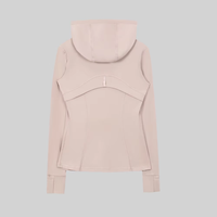 Veste de yoga à capuche pour femme, veste d'entraînement ajustée à fermeture éclair intégrale, veste de sport à séchage rapide avec trous pour les pouces pour le Pilates, la course à pied et l'entraînement