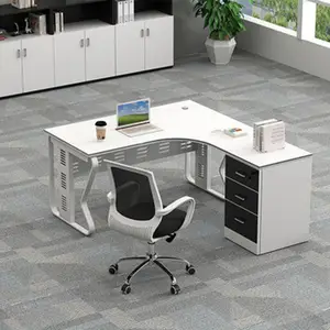 Small size fancy wooden 1.4m single L shape/T shape computer desk staff 4 people partition workstations office desk