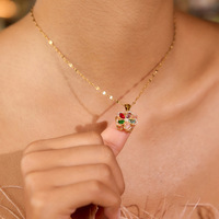 2025 18K plaqué or acier inoxydable Anti Stress collier classique Zircon Fidget Spinner fleur rotatif pendentif collier cadeau