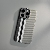 Coque de téléphone portable personnalisée en métal PC magnétique avec motif en fibre de carbone, motif à carreaux, texture pour iPhone 16 13 Pro Max