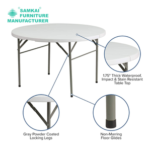 Bàn gấp nhựa tròn thanh lịch SK-ZDZ-G005 cho tiệc chiêu đãi và sự kiện-Bàn ăn trắng cầm tay - Product Image 4