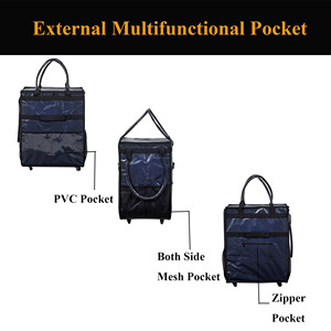 Carritos de Compras Plegables de Acero para Almacén y Supermercado con Dos Asas y Bolsa de Poliéster Plegable para Comestibles - Product Image 2