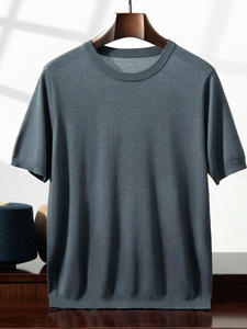 2025 신상품 캐시미어 스웨터 남성 폴로 일반 우아한 반소매 얇은 경량 니트웨어 100% 캐시미어 셔츠 - Product Image 6