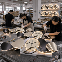 Pabrik Jam Dinding Kristal Porselen LED Kustom Grosir Panel Dekoratif Pesanan Massal Produsen OEM ODM