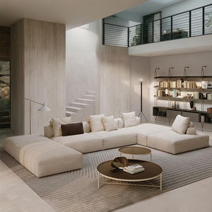 उच्च घनत्व स्पंज आधुनिक एल आकार 7 सीटर एकांत सोफे फर्नीचर सेट इतालवी रहने वाले कमरे मॉड्यूलर संयोजन - Product Image 2