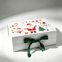 Boîte cadeau rigide pliable personnalisée avec ruban en satin et couvercle à rabat, emballage en carton rigide pour coffrets cadeaux