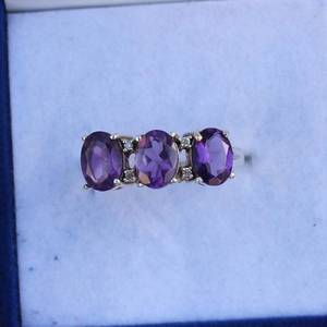 Handmade Natural Purple Amethyst <b>Ring</b> for <b>Men</b> Dainty Statement with Diamond and Pearl February Birthstone Gift for Her - Product Image 6