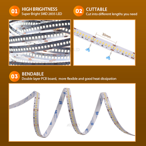 Tira de LED SMD2835 de 10 m de largo, 238 LED/m, alta potencia, 18 W/m, brillo uniforme, 24 V CC, 10 mm de ancho, para iluminación debajo de gabinetes y escaleras, IP20, blanca - Product Image 6
