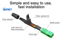 Conector Rápido de Fibra Óptica Sunet SC APC para Terminación en Campo de Cable Drop FTTH