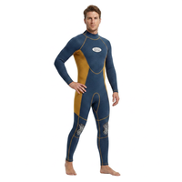 Combinaison de plongée professionnelle en néoprène de 3mm pour hommes, combinaison de plongée intégrale, bleu jaune, bloc de couleurs, avec genouillères de protection, maillot de bain thermique