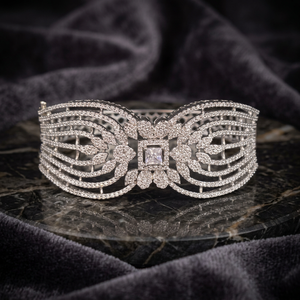 925 Sterling <b>Silver</b> Classic Rhodium Plated Cubic Zircon Bangle <b>Solid</b> Cuff <b>Bracelet</b> for Women's Party Wedding Christmas Gift - Product Image 3