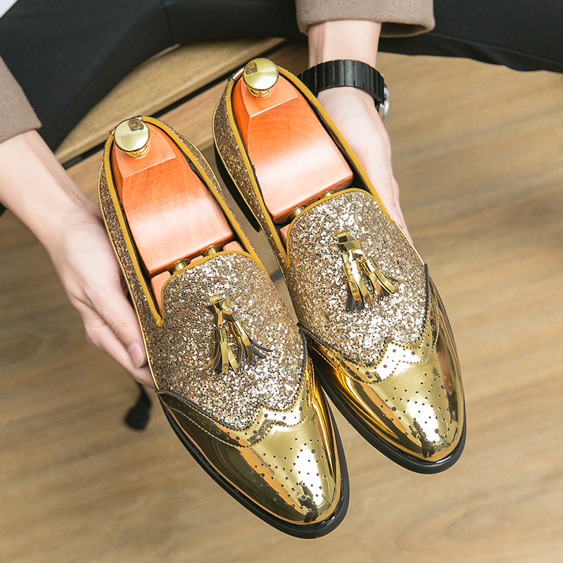 Men's Shiny Patent Leather Dapper Wedding Party Dress Shoes