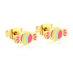Candy-Colored Stainless Steel Necklace Earring <b>Bracelet</b> <b>Set</b> For Women Gift Jewelry 5x9mm 18+3cm 40+5cm - Product Image 5
