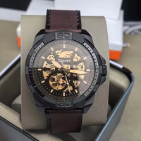 Montres mécaniques automatiques squelette de haute qualité pour hommes, cadran sport ajouré, étanches, bracelet en cuir FS, Montre Homme