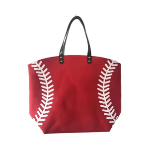 Sac fourre-tout en toile personnalisé pour le baseball, sac à bandoulière avec bouton, grand sac de sport portable pour balles, décontracté, pour le week-end, pour femmes, été, automne - Product Image 3