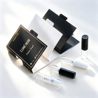 Flacon de parfum miniature avec logo personnalisé, flacon de parfum d'essai avec carte en papier pliable, flacon de parfum d'essai avec carte en papier noir mat