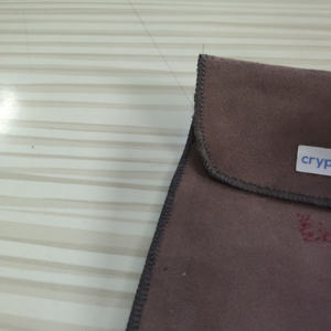 <span class=keywords><strong>Pochette</strong></span> enveloppe personnalisée en suède violet avec étiquette tissée, sac de protection fin pour portefeuilles de crypto-monnaies et gadgets technologiques - Product Image 5