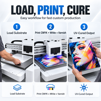Printer UV Flatbed 6090 600x900mm A1 Printer LED UV Epson XP600 I3200 Head 23cm Tinggi CMYK+W+V untuk Kaca Akrilik Kayu Logam