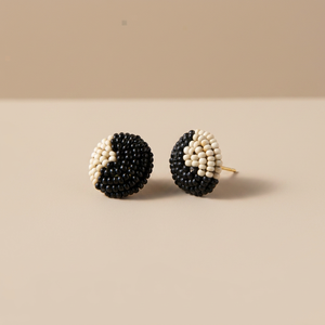 Ivory <b>Black</b> Bohemian Ball Shape Seed Glass Beads <b>Stud</b> <b>Earrings</b> Religious Women Gift Party Engagement Anniversary Fashion - Product Image 1